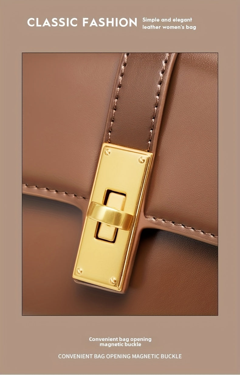 Elegant Women's Baguette Bag - Fashionable Detachable Shoulder Crossbody with Golden Buckle, Brown/Black, Versatile Everyday Accessory, Shoulder Bag For Women, Bags For Women High Quality, Crossbody Bags For Women, Handbags F