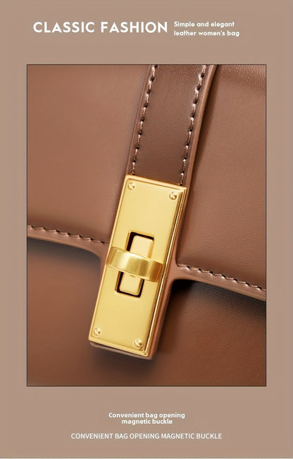 Elegant Women's Baguette Bag - Fashionable Detachable Shoulder Crossbody with Golden Buckle, Brown/Black, Versatile Everyday Accessory, Shoulder Bag For Women, Bags For Women High Quality, Crossbody Bags For Women, Handbags F