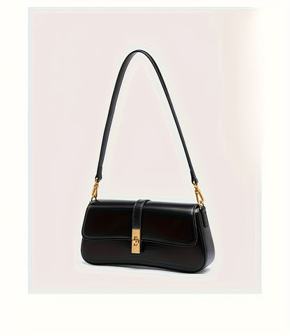 Elegant Women's Baguette Bag - Fashionable Detachable Shoulder Crossbody with Golden Buckle, Brown/Black, Versatile Everyday Accessory, Shoulder Bag For Women, Bags For Women High Quality, Crossbody Bags For Women, Handbags F