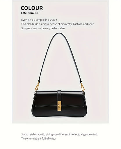 Elegant Women's Baguette Bag - Fashionable Detachable Shoulder Crossbody with Golden Buckle, Brown/Black, Versatile Everyday Accessory, Shoulder Bag For Women, Bags For Women High Quality, Crossbody Bags For Women, Handbags F